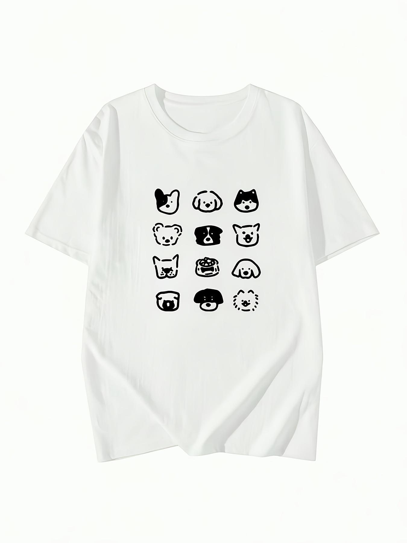 

Camiseta suelta de Unisexga corta con dibujos animados feUnisexinos blusa informal transpirable de estilo coreano S