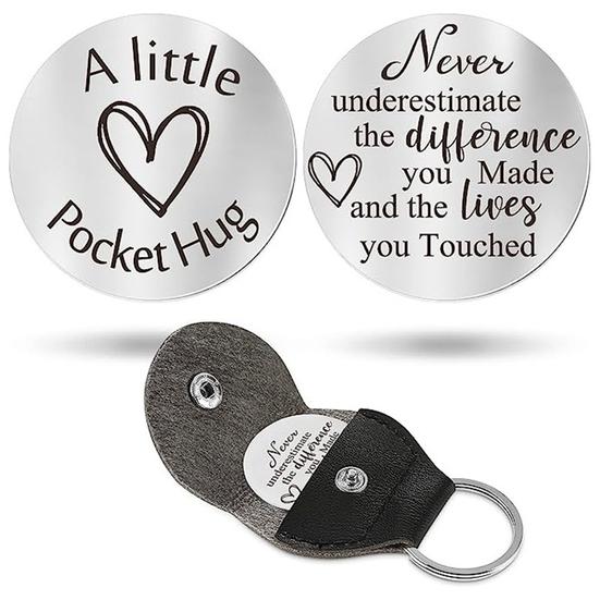 1 Set inspirierendes „Decision Coin Hug“-Taschen-Schlüsselanhänger-Set mit Gravur, inspirierendes Geschenk