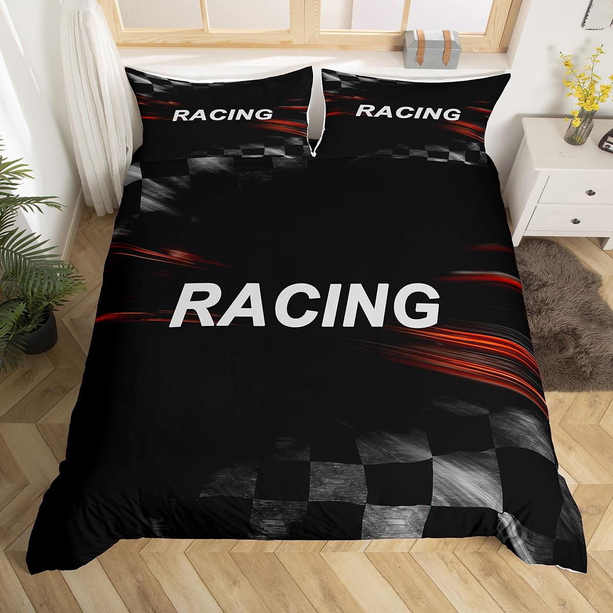 

Comforter Homewish Modern Racing Car Boys Buffalo Checkered Flag Bedding Setextreme Sports Bed Set Comforter (quilt)-EU Single(135*200cm)3pcs