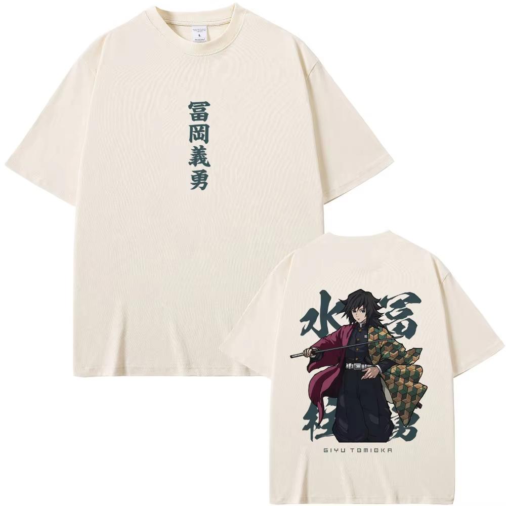 Anime Demon Slayer Vodní Hašira Tomioka Giyuu Grafická Trička Pánská a Dámská Ležérní Měkké Bavlněné Tričko Pánská Móda Streetwear