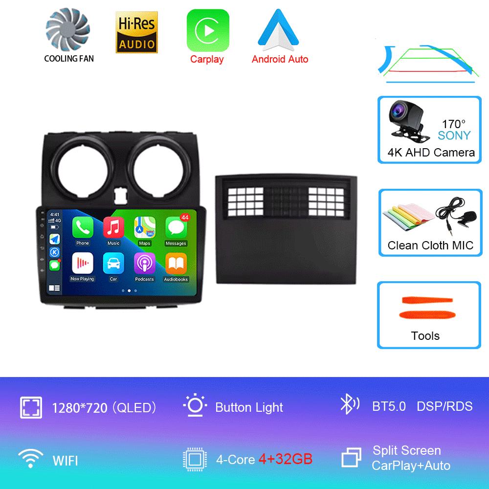 For Nissan Qashqai 2006-2013 Car Stereo Multimedia Player 2 Din Dvd Car Radio GPS Navigation 9'' Android 14 2DIN WIFI BT Player