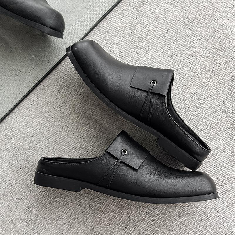 Fashion 2025 Men's Slip-On Loafers Genuine Leather Casual Black Shoes Comfortable Breathable Business Shoes for Work Office Daily Wear