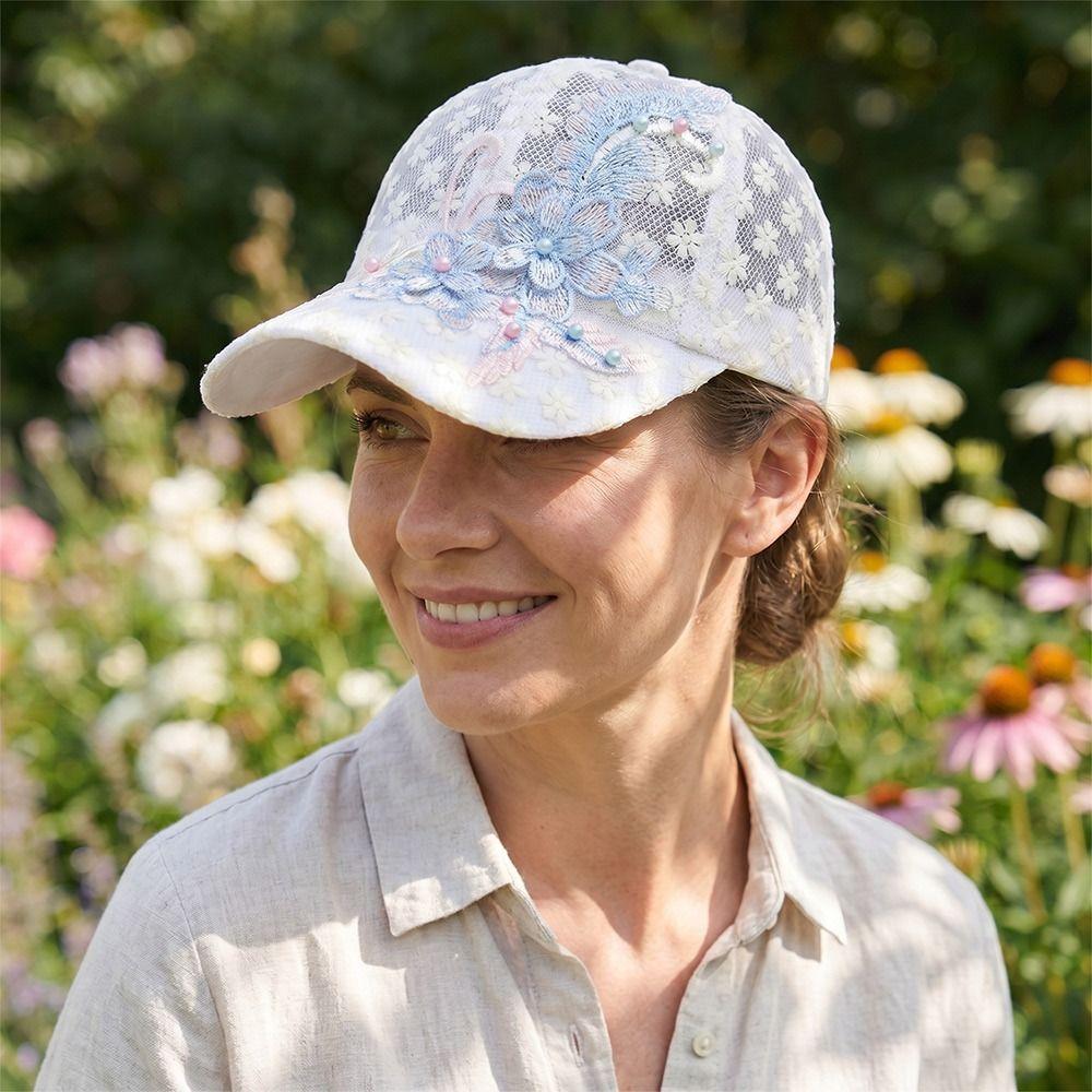 White Pink Hollow Out Baseball Cap Duck Tongue Breathable Baseball Cap Summer