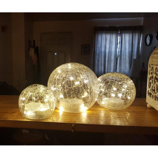 Crackle Globe LED Lamp Battery Operated