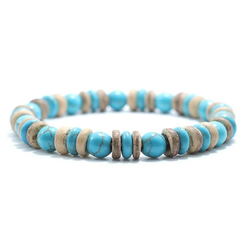 

Vintage Wood Beaded Bracelet Mens Natural Lava Obsidian Stone Braslet Yoga Meditation Prayer Jewelry Tiger Eye Braclet Homme