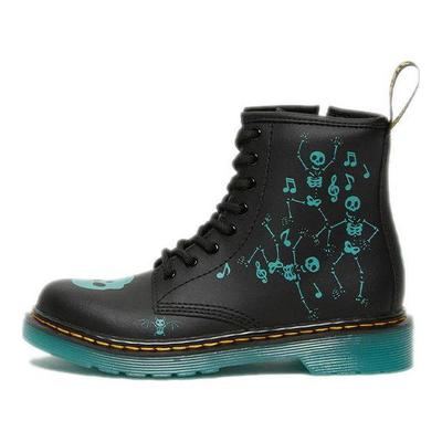 1460 Lässige Stiefel mit Totenkopf-Print, langlebig, Kinderstiefel, Schwarz, Blau, 27077001