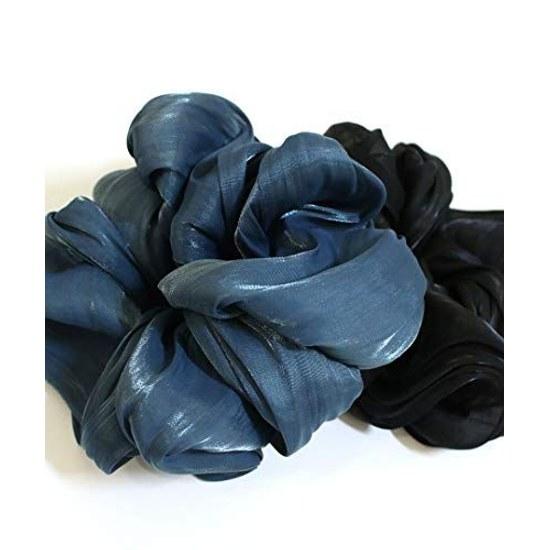 VINGTAINE шифоновий об'ємний scrunchie великий стильний дорослий модний пучок наверх хвіст HS-143-BL- синій