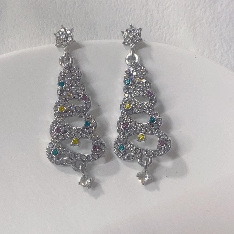 Autumn and winter zircon Christmas tree stud earrings light luxury niche high-end earrings Christmas atmosphere exquisite versatile earrings
