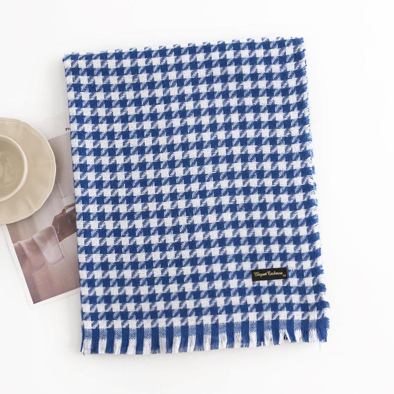 Novo Inverno 2024 Cachecol Grade Mil Aves Moda Commuter Proteção Frio Pescoço Cachecol Caxemira Imitação com Sensação de Alta Qualidade Xale