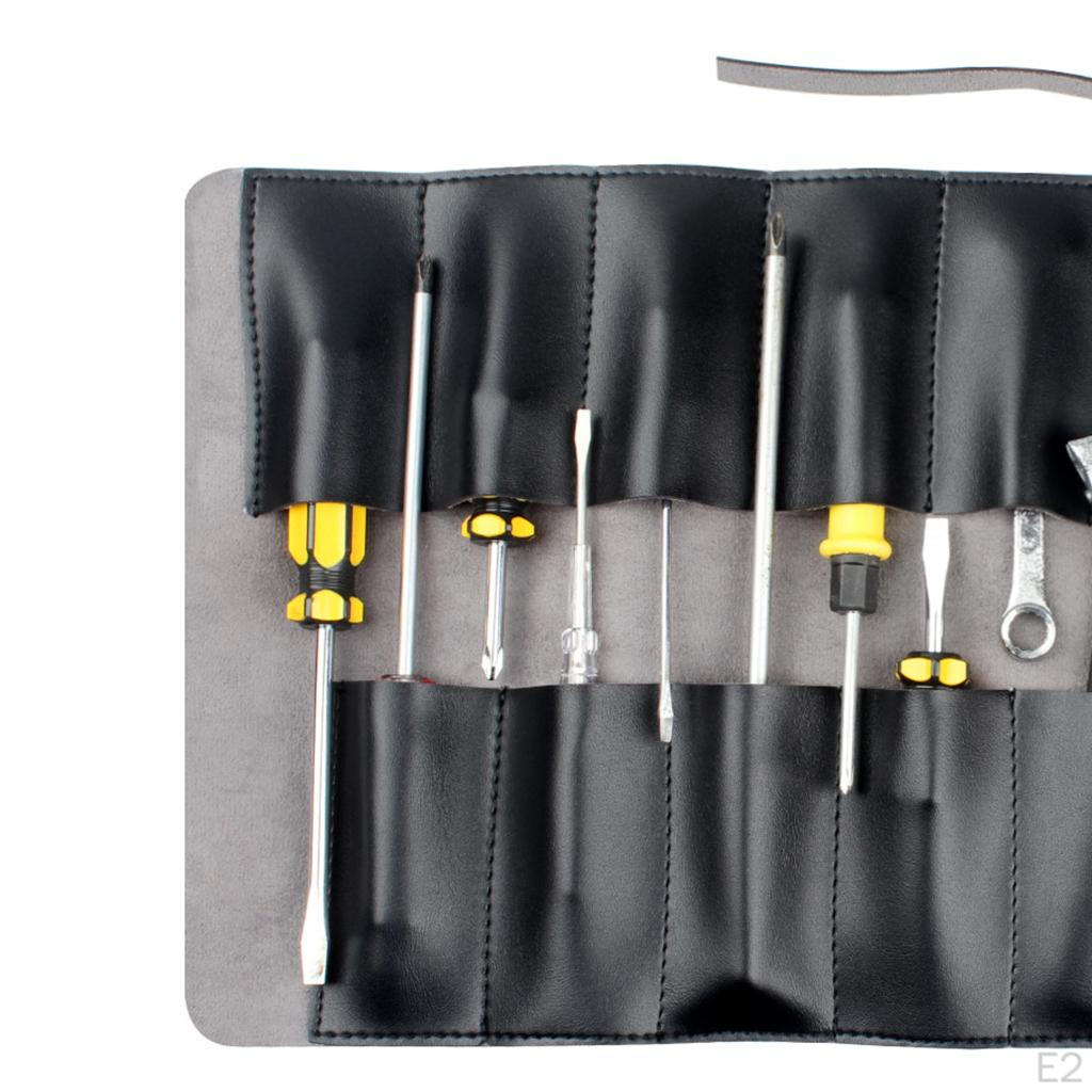 Verktygsrulleväska Pouch Skiftnyckel Skruvmejsel Organizer Mångsidig Tångficka Läderförvaringsfodral