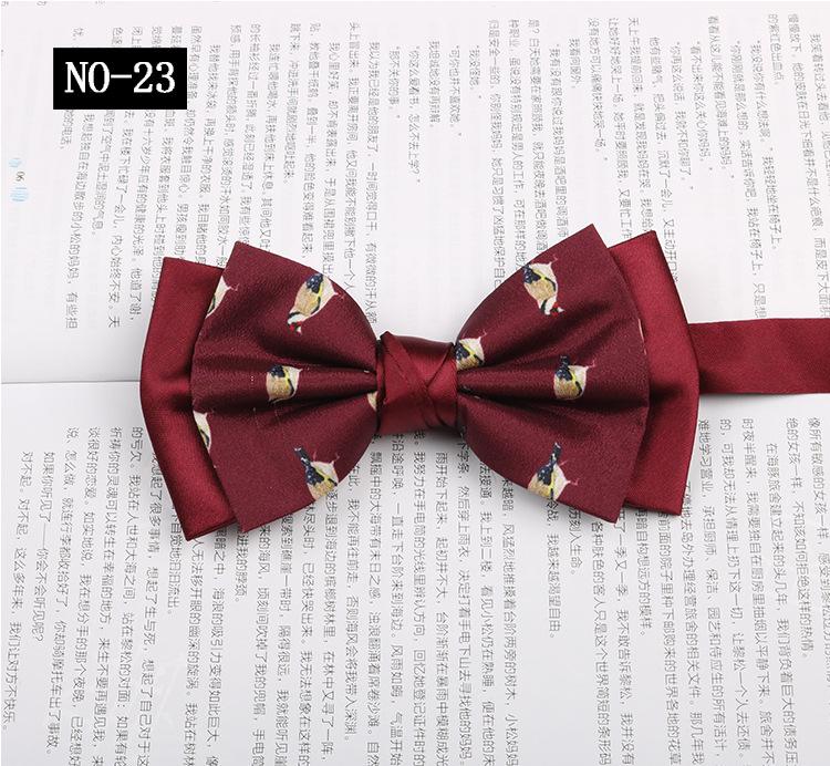 Gemusterte Fliege Herren Imitationsseide Druck Retro High-End Französisches Hemd Amtlich Fotografie Hochzeit Schleife Kragen