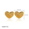 Vintage Metal Striped Texture Heart Stud Earrings for Women 18K Gold Color Plated Love Heart Earring Charm Party Jewelry Gift