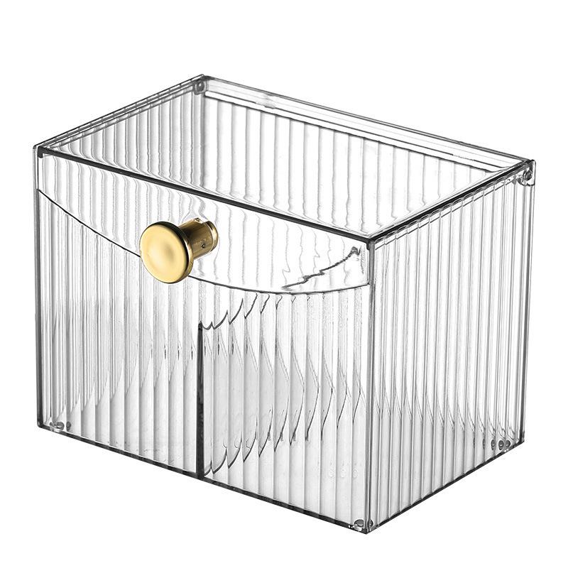 Transparent Flip-Top Cosmetic Storage Box with Compartments for Lipstick, Cotton Pads, and Toothpicks