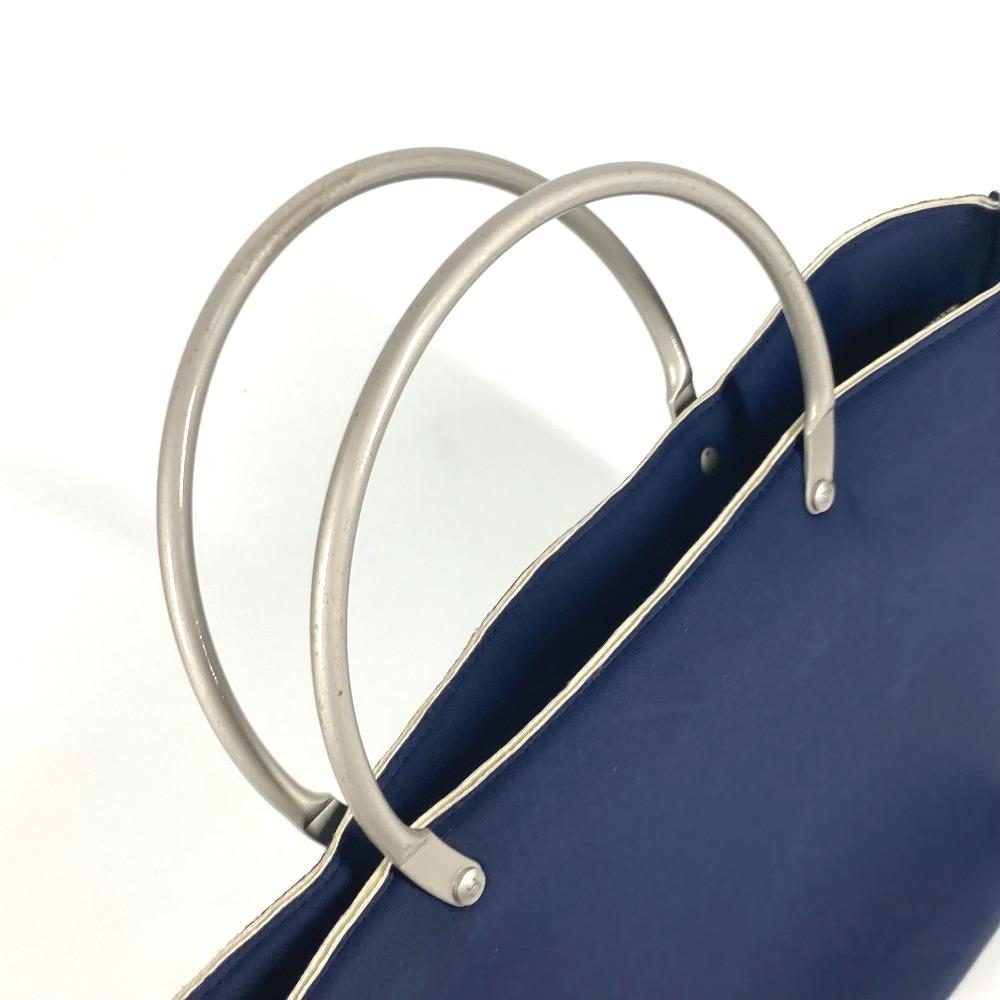 CHANEL Metal handle Bag Tote Bag Hand Bag polyamide Navy
