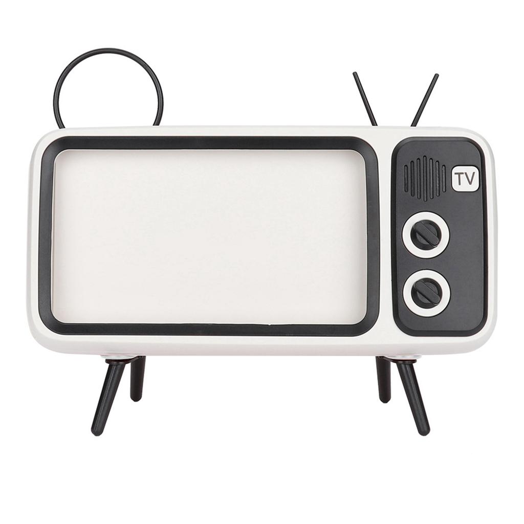 Retro TV Shaped HD Stereo Speaker Loudspeaker for Under 6 Mobile Phone Stand White
