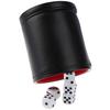 1 Stück schwarzer/roter Leder-Würfelbecher mit Filzfutter, leiser Shaker zum Spielen von Würfelspielen