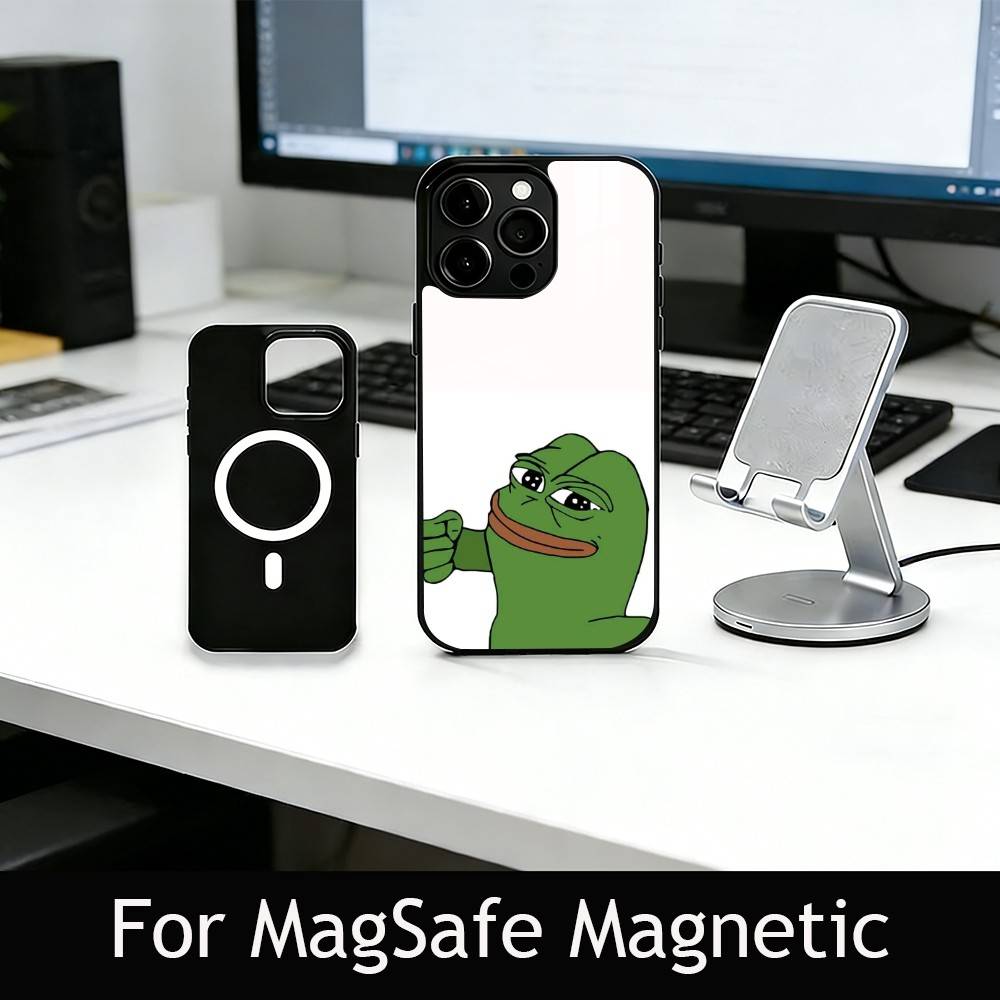 

Sad Funny Frog Meme Phone Case For iPhone17,16,15,14,13,12,11 Plus,Pro Magnetic with Magsafe Wireless Charging iPhone14PROMAX
