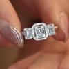 Huitan Luxury Trendy Proposal Ring Bridal Wedding Band Jewelry Female Silver Bright Zirconia Finger Accessories for Party