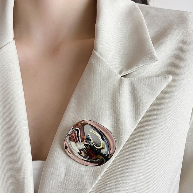 Geometrische Metall Glänzende Eierschalen Broschen Für Frauen Einzigartige Exquisite Anzug Korsagen Nadeln Party Schmuck Mode Accessoire