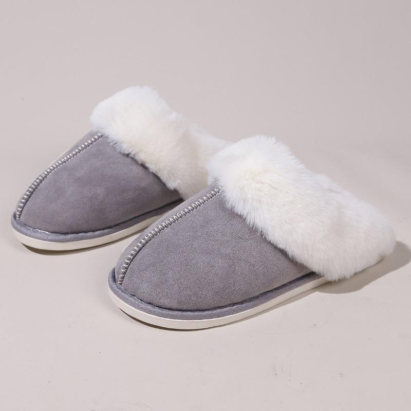 Cross-border Wholesale Fluffy Slippers Women's Autumn and Winter Warm Thick-bottomed Plush Slippers Home Indoor Cotton Slippers Men