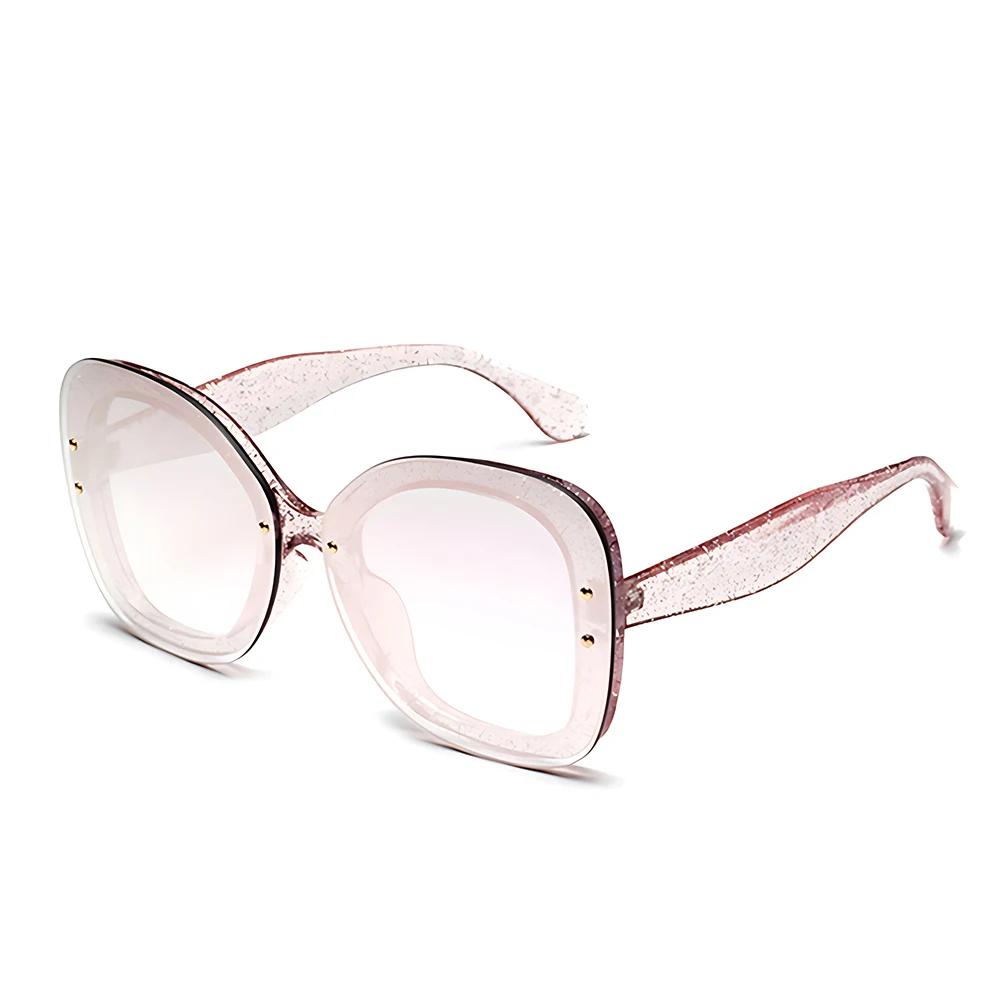 

Fashion Brand Luxury Designer Oversized Sunglasses Women 2026 Elegant Square Rimless Shades Glasses Vintage Trendy Sunglasses очистить розовый
