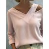 JPNTKY Women's Fashion Casual Solid Color Print V-Neck  Long Sleeve  Blouses & Shirts