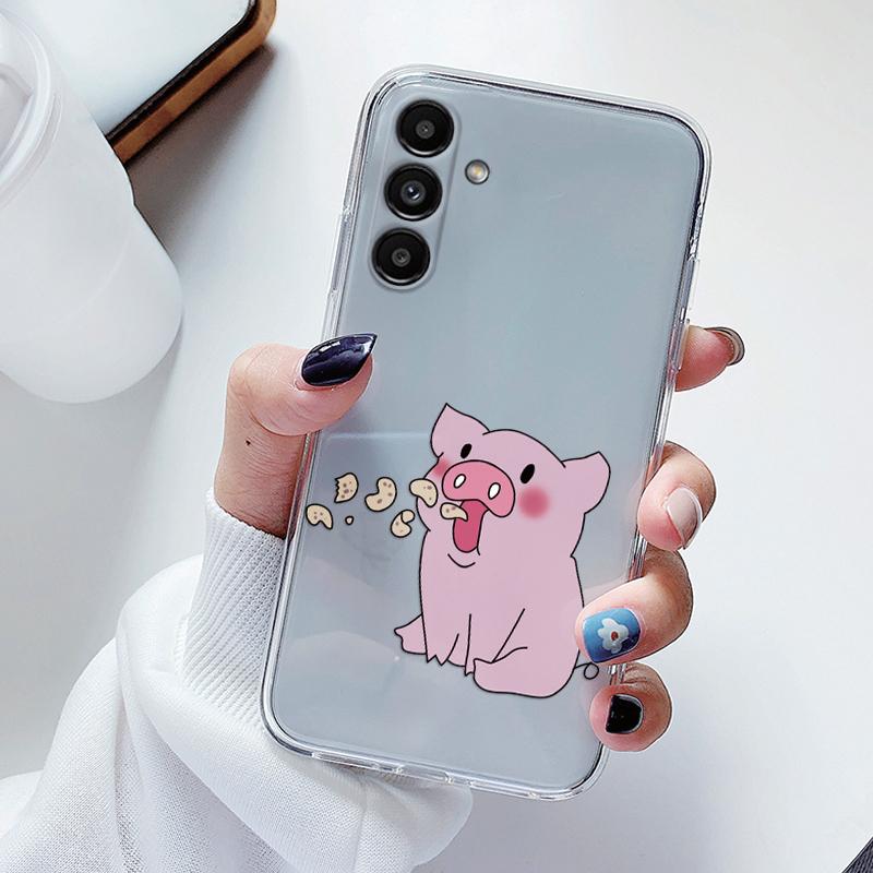 Transparent Case For Samsung Galaxy A24 A17 A16 A56 A55 A54 A06 4G Cover Cartoon Flowers Soft Clear Shockproof Funda Face Capa