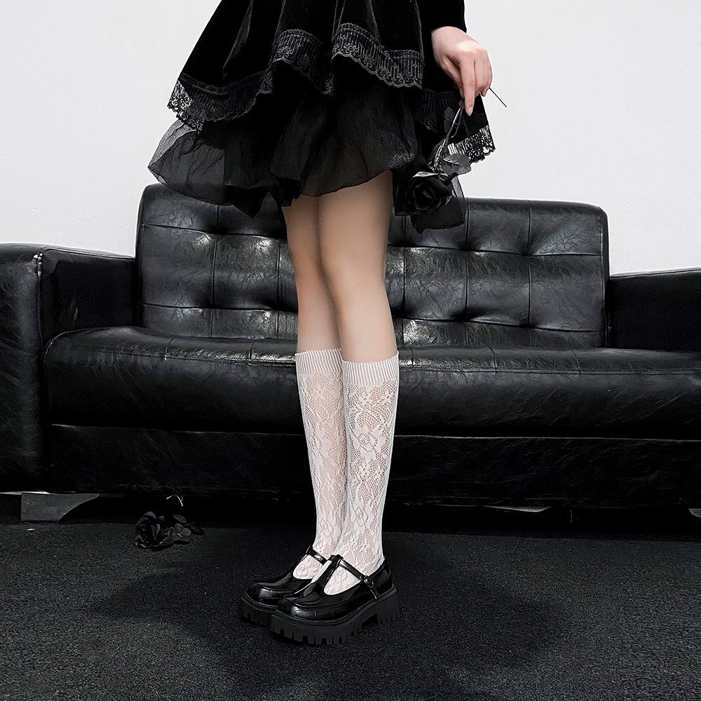 Lace medium tube socks for women Lolita calf socks JK Japanese cute sweet long tube thin Lolita stocking