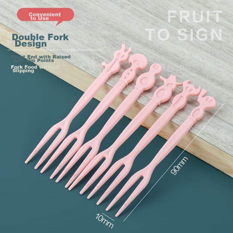 Fangcaodi Cartoon Fruit Forks, 100 Pieces, Thickened Fruit Picks for Cake, Mid-Autumn Festival Mooncake Dessert Forks, Sweet Dish Picks, 9.5cm