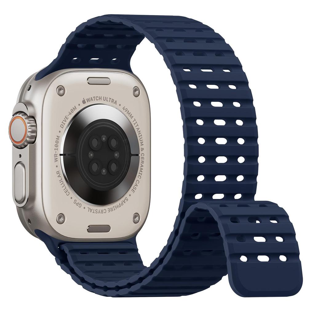 Magnetic Silicone Sport Band for Apple Watch Ultra 49mm 44/45/46mm Fish Scale Breathable Waterproof Replacement Strap Men Women