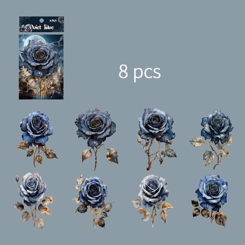 

8 Sheets PET Laser Rose Floral stickers Large size DIY decorative diary album scrapbook labels stickers Scrapbooking Material