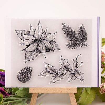 Christmas Pinecone Cherry Transparent Silicone Clear Stamps Seal for DIY Scrapbooking Album Paper Card Leaf