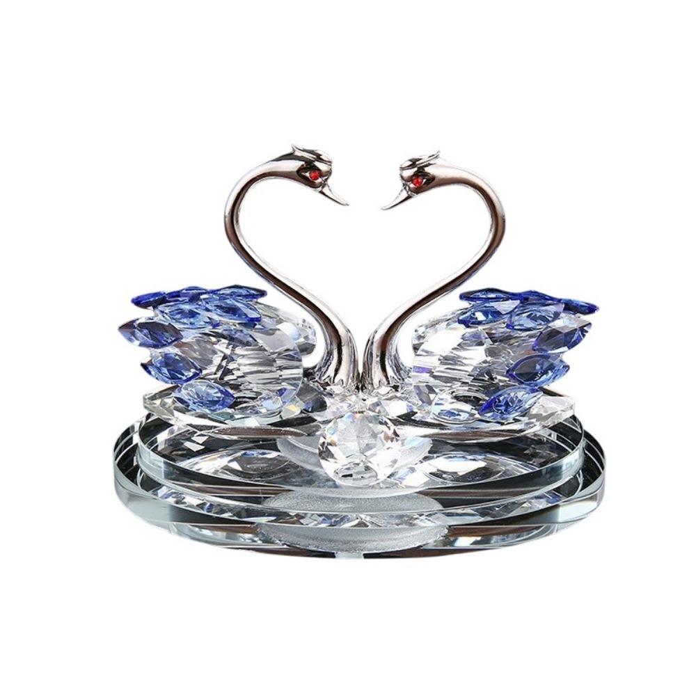 -encrusted Swan Figurines Exquisite Crystal Home Decoration Glass Swans  Car Interior