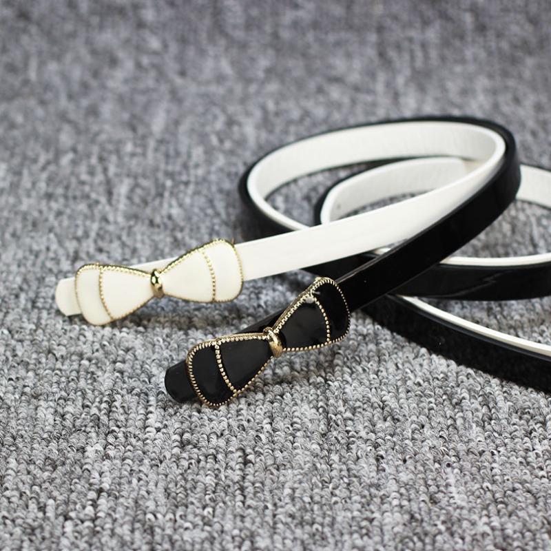 Bow Plate Buckle Sweet Thin Belt Women's Small Belt, Fashion Long Shirt Dress Belt