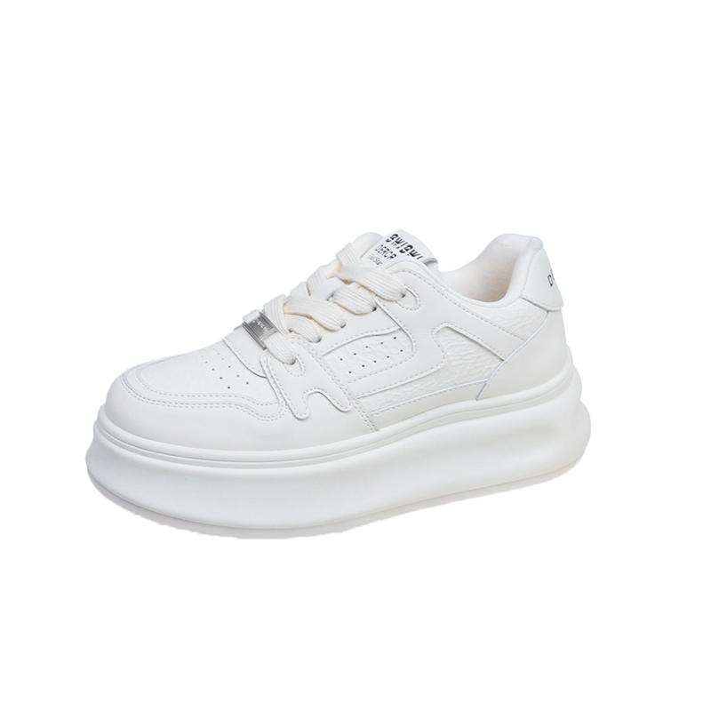 

2025 Кроссовки Кожа Женские Белые Повседневные Кроссовки Дышащие Женские Вулканизированные Спортивные Для Ходьбы Бега Платформа Плоская Обувь Белый 35