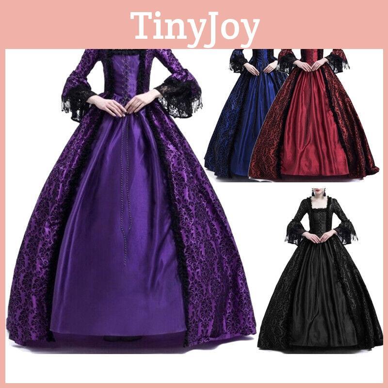 Luxurious Womens Medieval Marie Antoinette Dress With Long Sleeves Victorian Style
