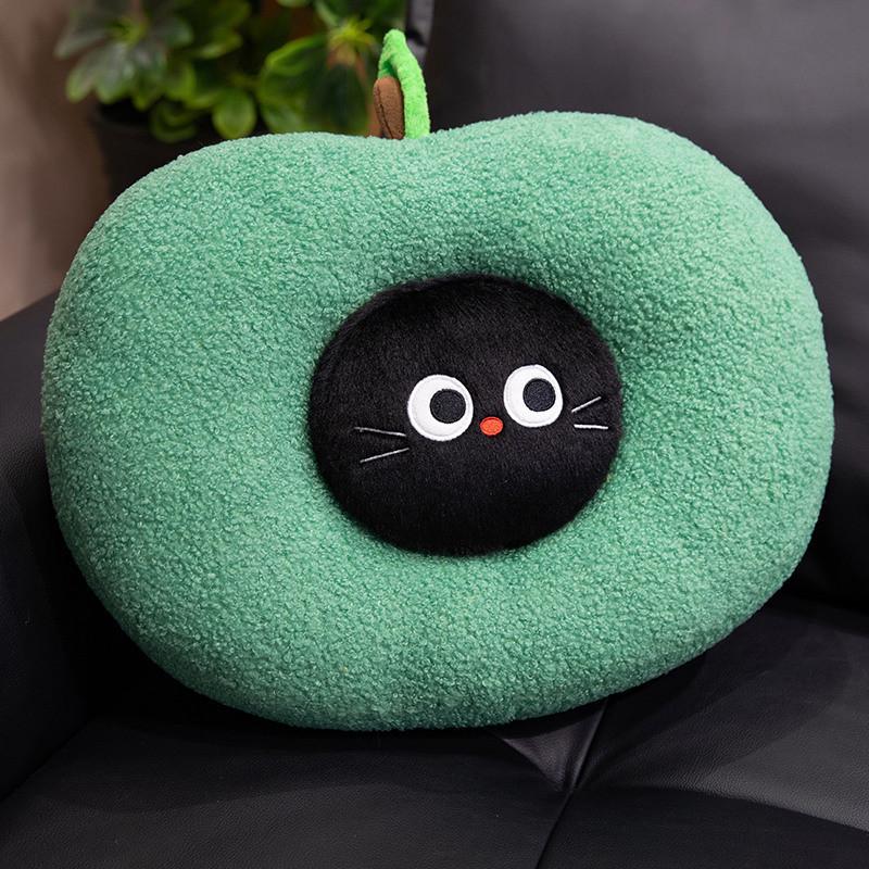 

Apple Cat Plush Pillow Cartoon Soft Short Pile Dreamy Throw Pillow For Kids And Teens зелений