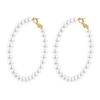 Gold Plated Open Circle Pearl Earrings Women Chic Geometric Hoop Studs Minimalist Fashion Jewelry