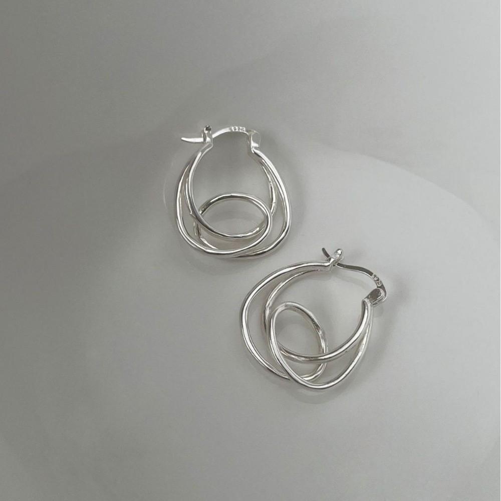 Simple Irregular Earrings Double Layer Personality Earrings Fashionable Hoop Earrings  Gift
