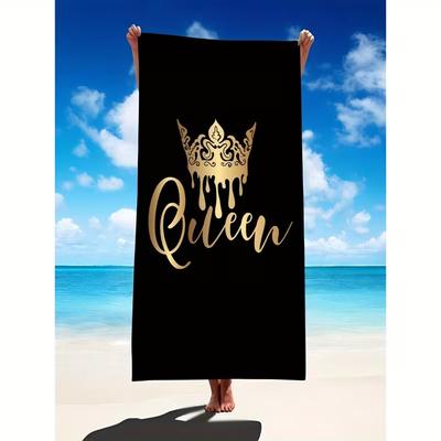 Paar Style König und Königin Strandtuch Krone Schnelltrocknend, Langlebig und Leicht zu Tragen Sommer Strandurlaub Reise Outdoor Handtuch