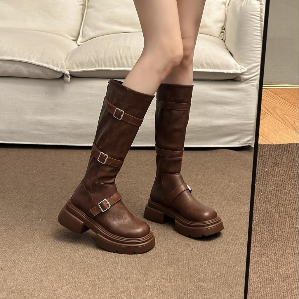 Boots Women's 2025 Autumn and Winter New Elastic Skinny Boots Thick-soled High Boots Small Man But Knight Boots