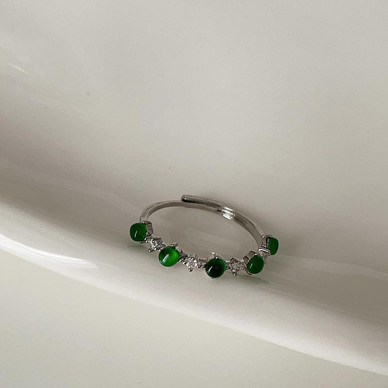 New Chinese Cold Feeling Chalcedony Gourd Water Drop Ring Female Personality Light Luxury Retro Elegant Versatile Ring Ring