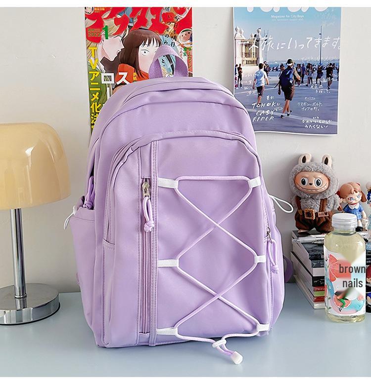 Japanese Style Color Block Drawstring Backpack: Large Capacity Sports & Travel Bag for Men and Women