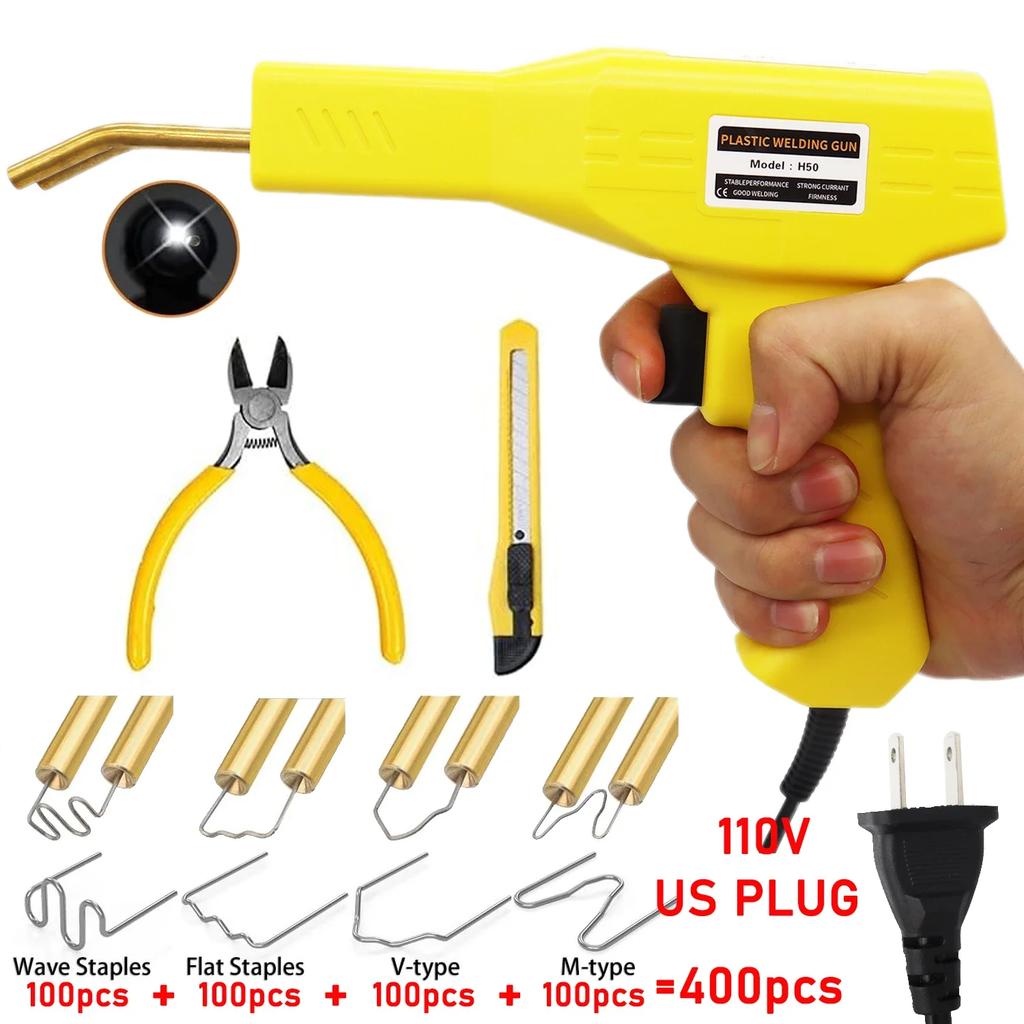 50W Plastic Welding Machine Car Bumper Repair Kit Hot Stapler Hot Air Gun Crack Repair for Removing Body Dent Cracks