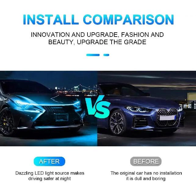 Car Universal Engine Hood Guide Decorative Light Bar 150cm Flexible DRL LED Strip Daytime Running Light Waterproof LED