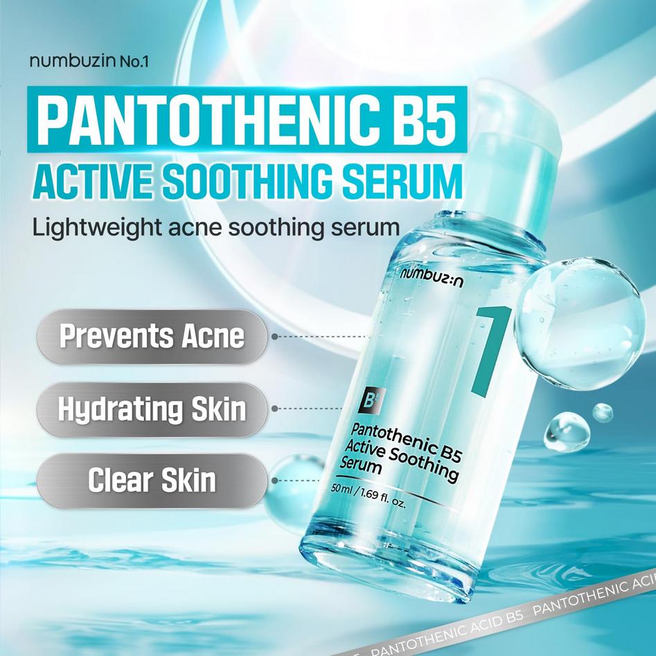 Numbuzin No.1 Pantothenic B5 Active Soothing Serum 50ml / Moisturizing, Korean Cosmetics, Kbeauty