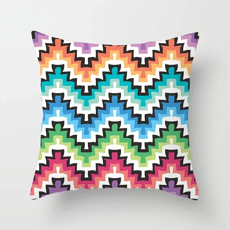 Car Living Room Sofa Cushion Cover Luxury Home Decoration Pillow Cover Rainbow Geometric Aesthetic Cushion Cover