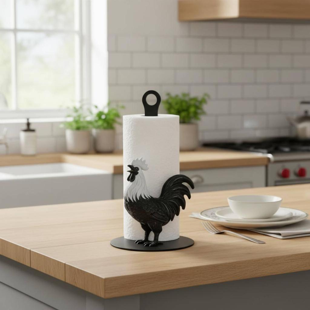 Paper Towel Holder Freestanding Fits Jumbo Rolls Rustic Farmhouse for Kitchen