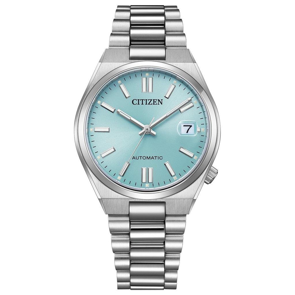 Citizen Waterproof Mechanical 37mm Automatic with Date Ice Light Simple Luxury Style NJ0200-50L Men's Watch, See-Through Back, Display, Blue, Blue,