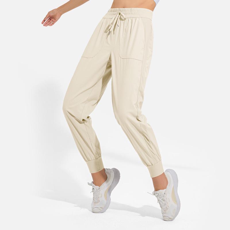 

High-Waisted Women s Peach Hip Casual Drawstring Fitness Pants Medium светло-желтого